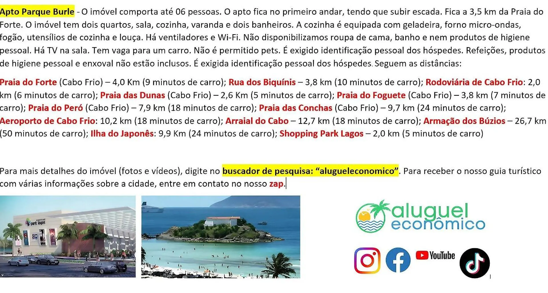 Apartmán Cabo Frio - Parque Burle - Aluguel Economico Brazílie